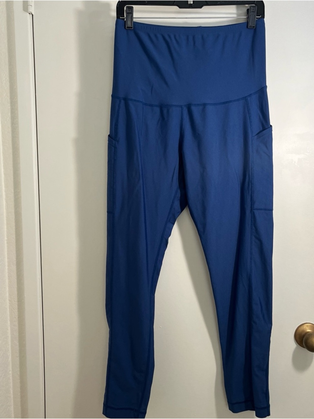 Motherhood Maternity Large HighWaist Performance Leggings Yoga Pants Blue Casual